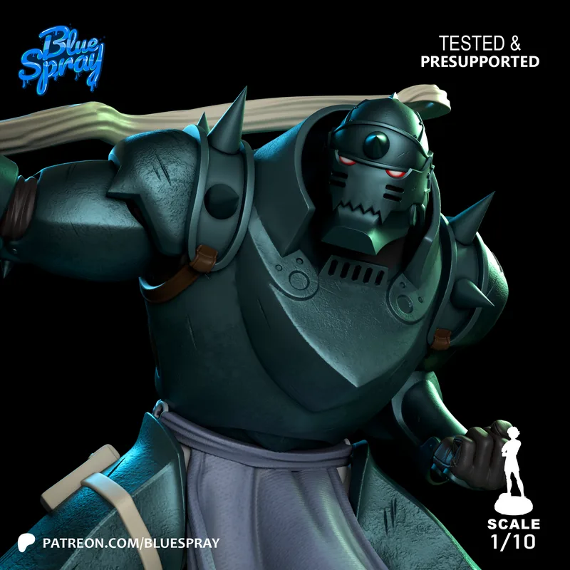 蓝喷雾——《钢之炼金术师》阿尔冯斯·艾尔利克 3D打印模型|Blue Spray – Alphonse Elric – 3D Print Model