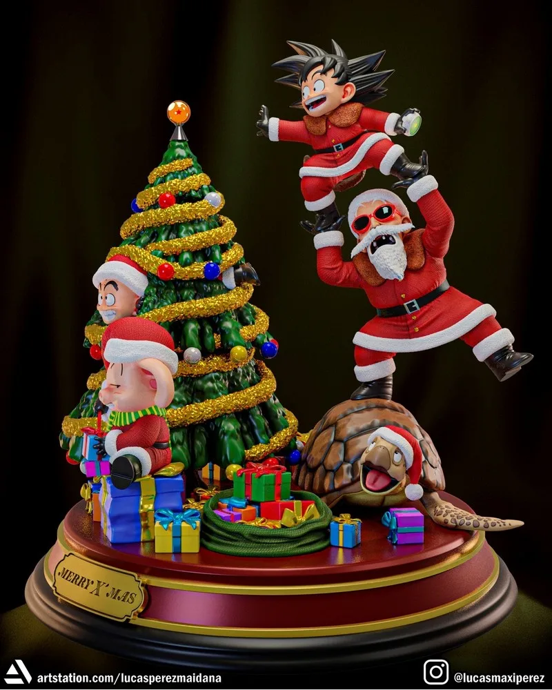 龙珠圣诞场景3D打印模型|Dragon Ball Christmas Diorama – 3D Print Model