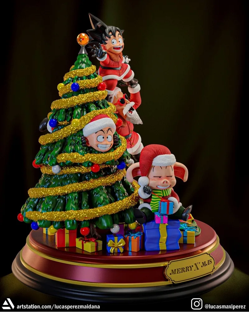 龙珠圣诞场景3D打印模型|Dragon Ball Christmas Diorama – 3D Print Model