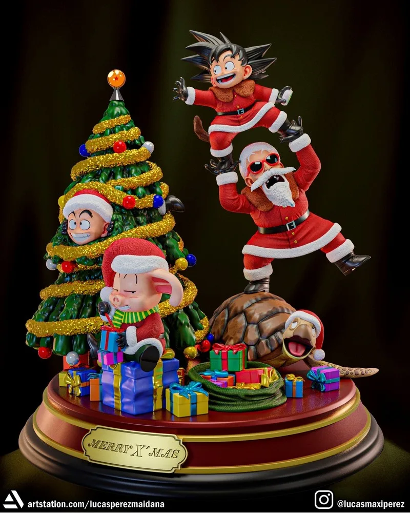 龙珠圣诞场景3D打印模型|Dragon Ball Christmas Diorama – 3D Print Model