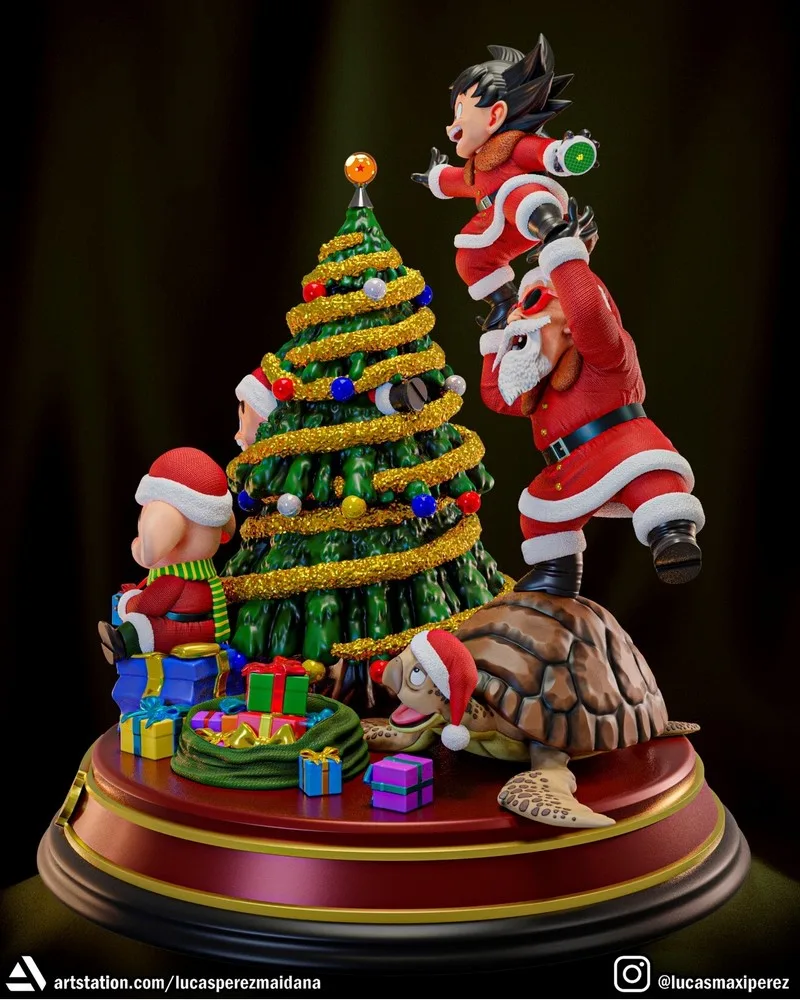 龙珠圣诞场景3D打印模型|Dragon Ball Christmas Diorama – 3D Print Model