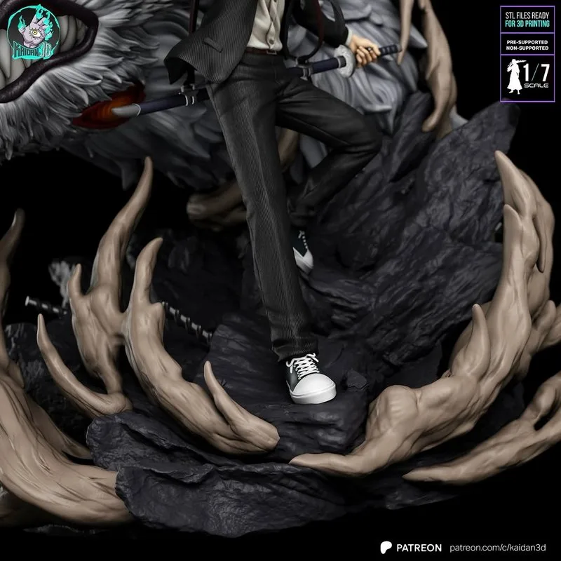 Kaidan 3D打印模型：Aki Hayakawa x The Fox Devil（ Chainsaw Man）|Kaidan – Aki Hayakawa x The Fox Devil – Chainsaw Man – 3D Print Model
