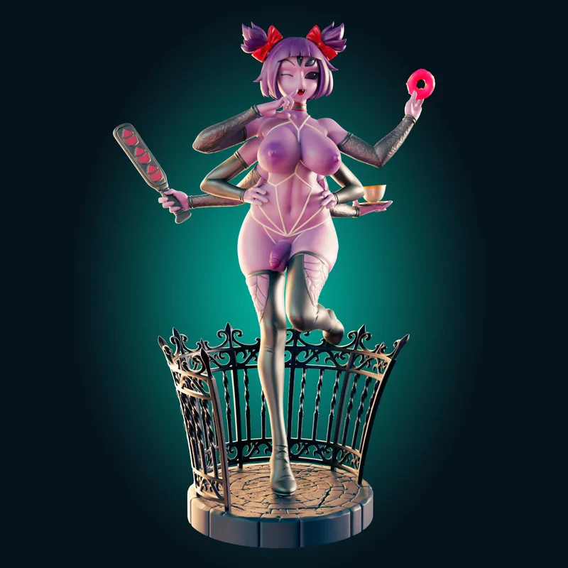 Rhu工作室打造的3D打印模型：薄款曲身蜘蛛女孩|Officer Rhu – Muffet Thin and Curvy Spider Girl – 3D Print Model