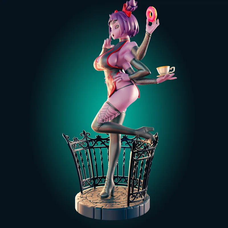 Rhu工作室打造的3D打印模型：薄款曲身蜘蛛女孩|Officer Rhu – Muffet Thin and Curvy Spider Girl – 3D Print Model