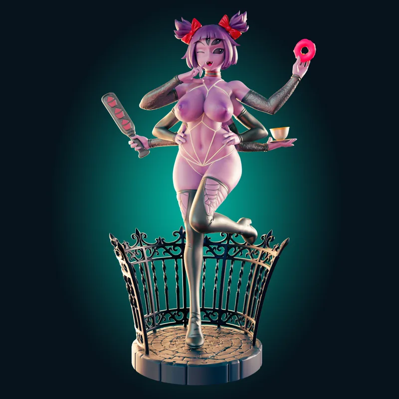 Rhu工作室打造的3D打印模型：薄款曲身蜘蛛女孩|Officer Rhu – Muffet Thin and Curvy Spider Girl – 3D Print Model