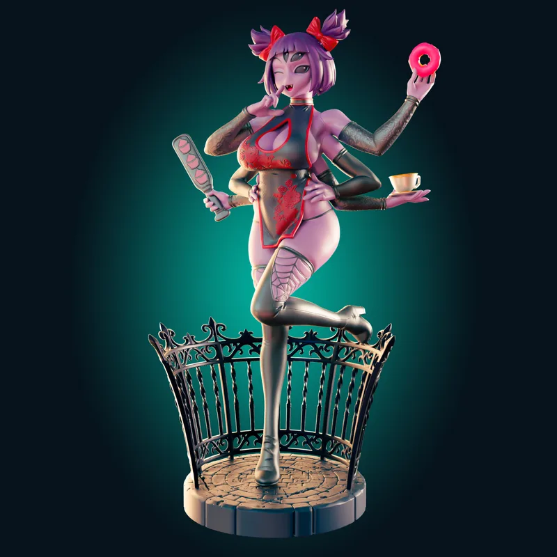 Rhu工作室打造的3D打印模型：薄款曲身蜘蛛女孩|Officer Rhu – Muffet Thin and Curvy Spider Girl – 3D Print Model
