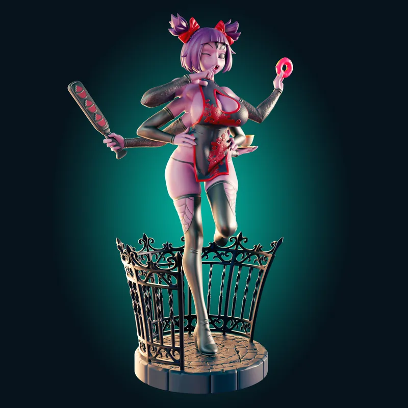 Rhu工作室打造的3D打印模型：薄款曲身蜘蛛女孩|Officer Rhu – Muffet Thin and Curvy Spider Girl – 3D Print Model