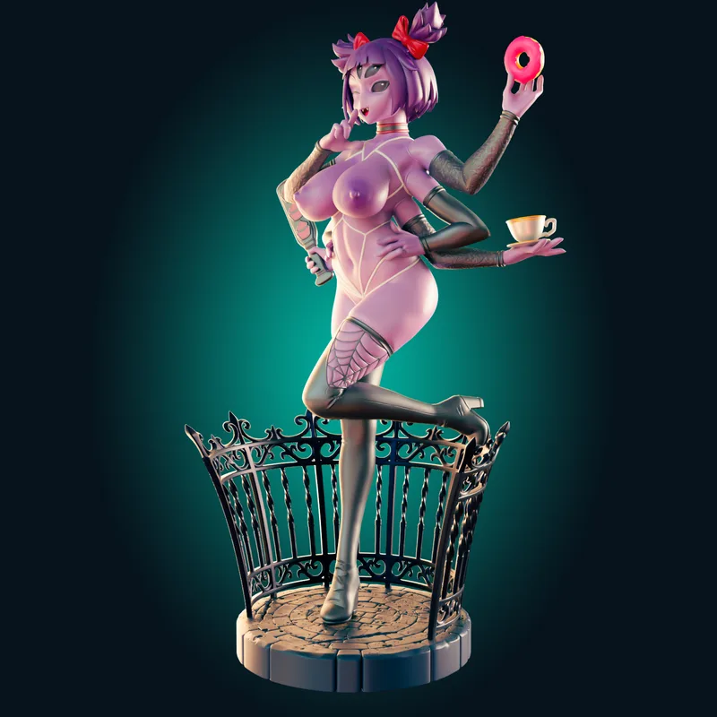 Rhu工作室打造的3D打印模型：薄款曲身蜘蛛女孩|Officer Rhu – Muffet Thin and Curvy Spider Girl – 3D Print Model