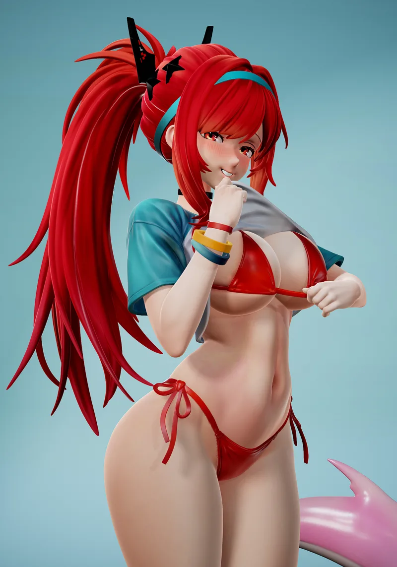 Rubim - Rapi Red Hood - 红色风味泳装 3D打印模型|Rubim – Rapi Red Hood – Red Flavor – Swim Suit – 3D Print Model
