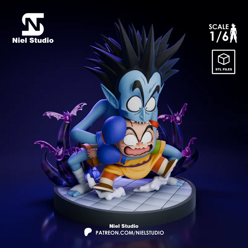 尼尔工作室 - 龙珠 - 克林对吸血鬼 - 3D打印模型|Niel Studio – Dragon Ball – Krillin vs Vampire – 3D Print Model