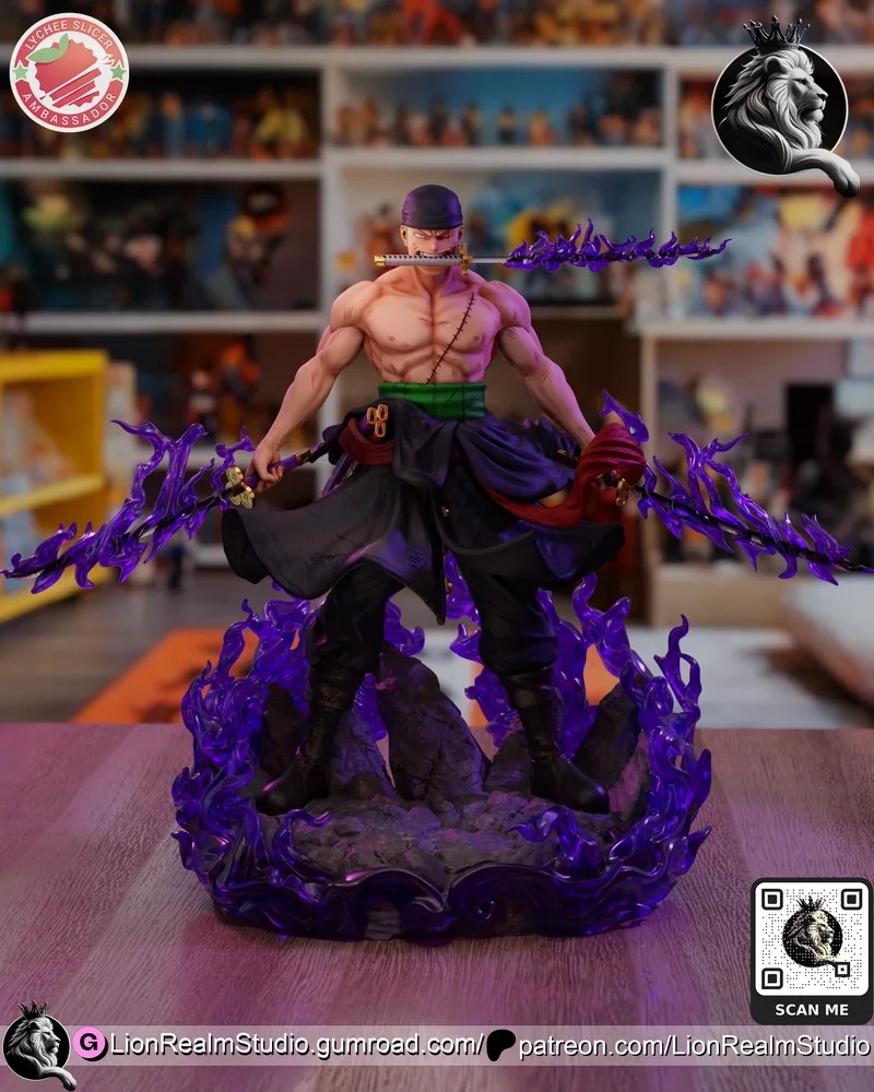 LionRealm Studio - 海贼王 - 索隆 - 3D打印模型|LionRealm Studio – One Piece – Zoro – 3D Print Model