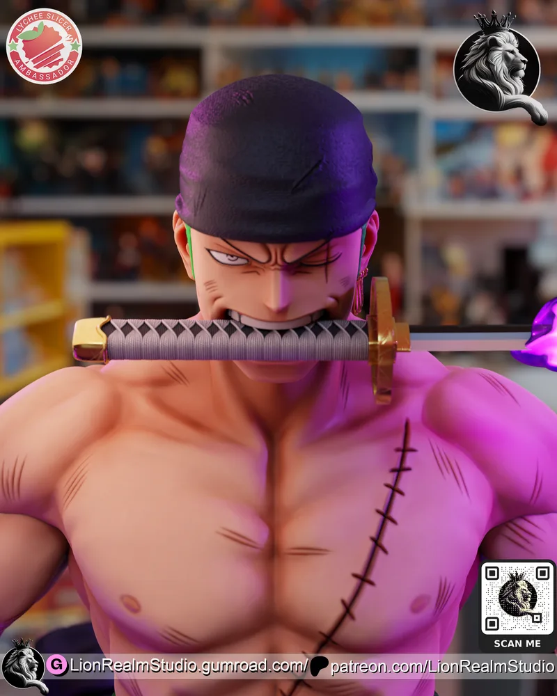 LionRealm Studio - 海贼王 - 索隆 - 3D打印模型|LionRealm Studio – One Piece – Zoro – 3D Print Model