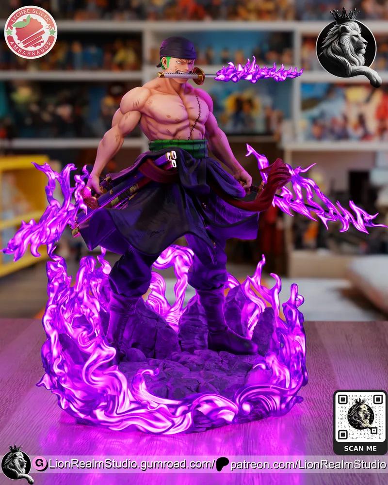 LionRealm Studio - 海贼王 - 索隆 - 3D打印模型|LionRealm Studio – One Piece – Zoro – 3D Print Model