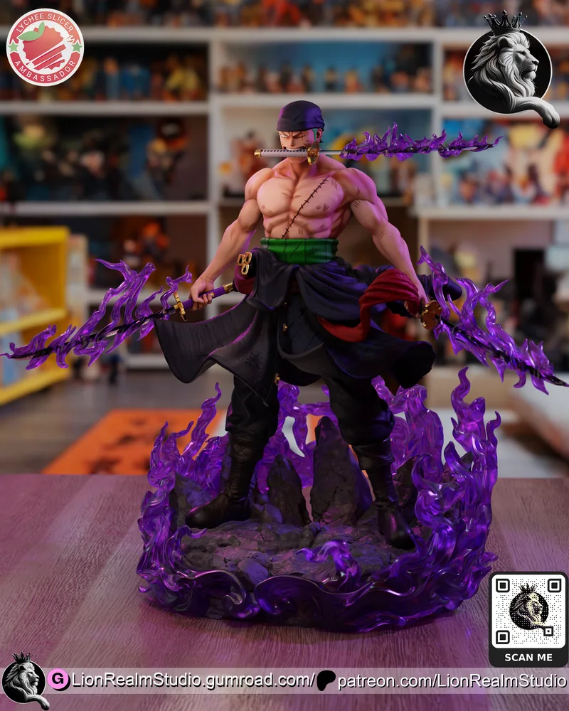 LionRealm Studio - 海贼王 - 索隆 - 3D打印模型|LionRealm Studio – One Piece – Zoro – 3D Print Model