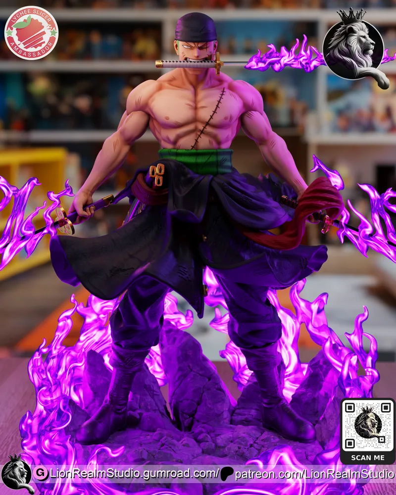 LionRealm Studio - 海贼王 - 索隆 - 3D打印模型|LionRealm Studio – One Piece – Zoro – 3D Print Model
