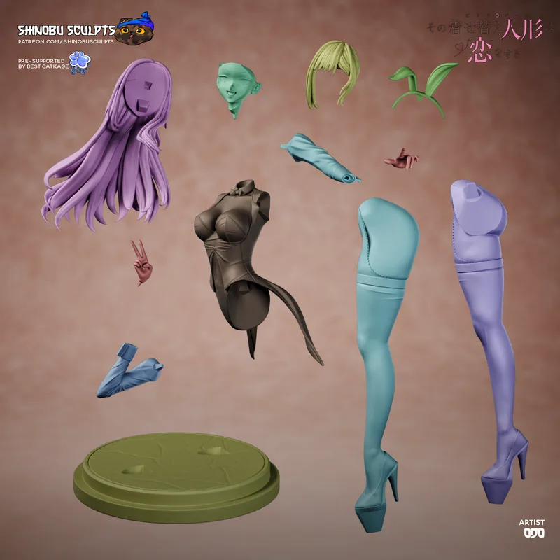 神无滨手办——我的换装娃娃—— Marin Kitagawa — 3D打印模型|Shinobu Sculpts – My Dress-Up Darling – Marin Kitagawa – 3D Print Model