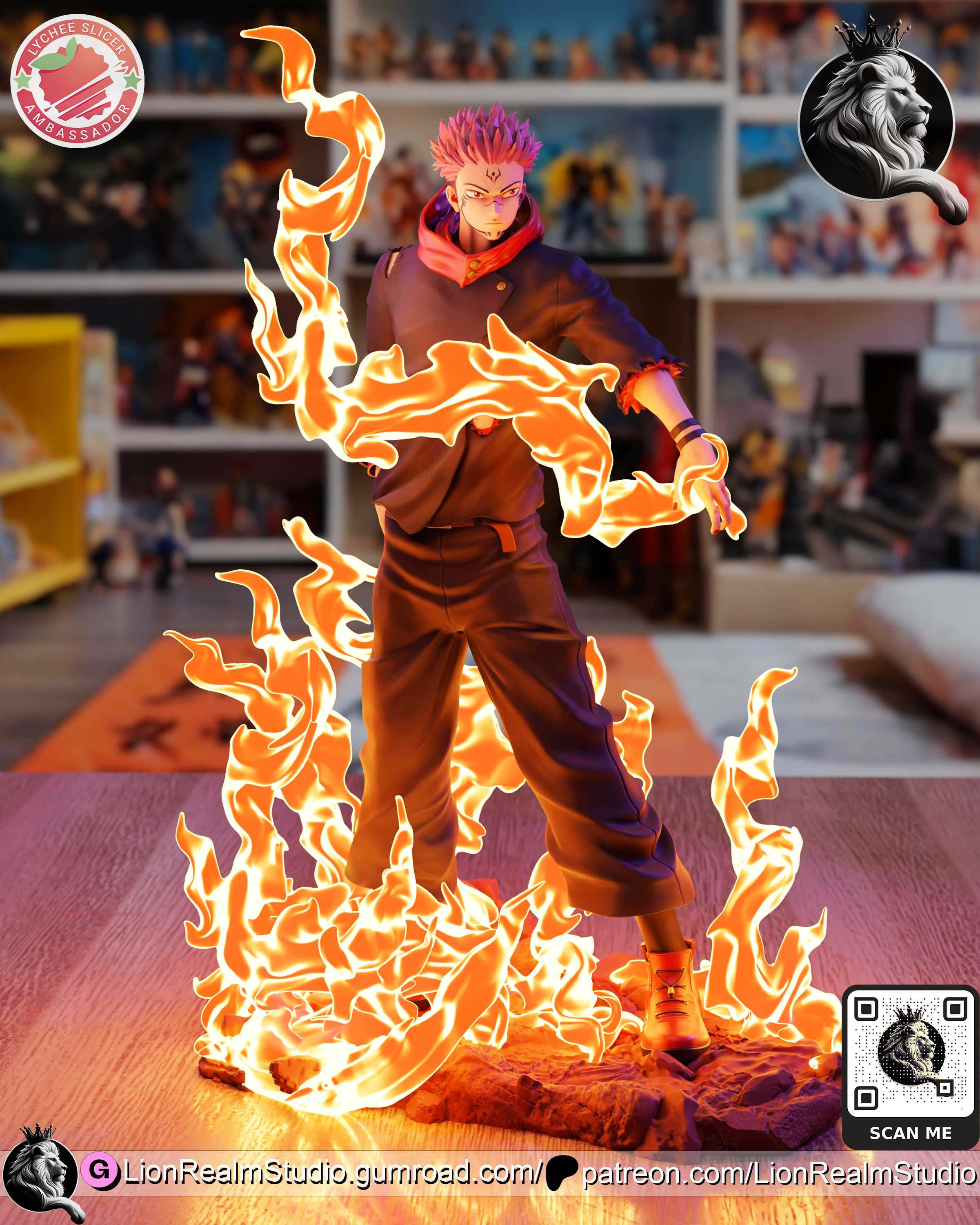 莲华界工作室 - 魔禁 - 空条承太郎 3D打印模型|LionRealm Studio – Jujutsu Kaisen – Ryomen Sukuna (Itadori) – 3D Print Model STL