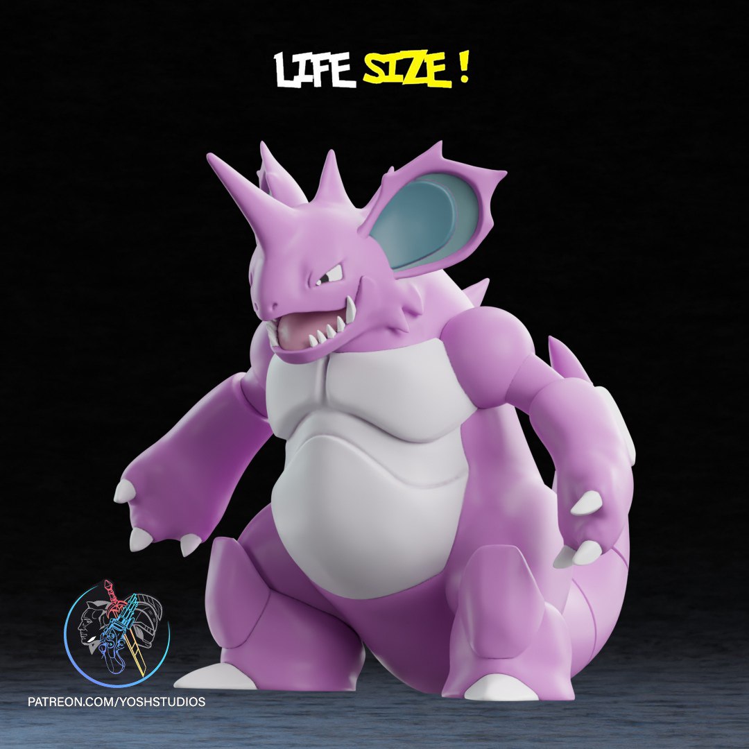 生命大小尼多 King 3D打印模型|Life Size Nidoking – 3D Print Model STL