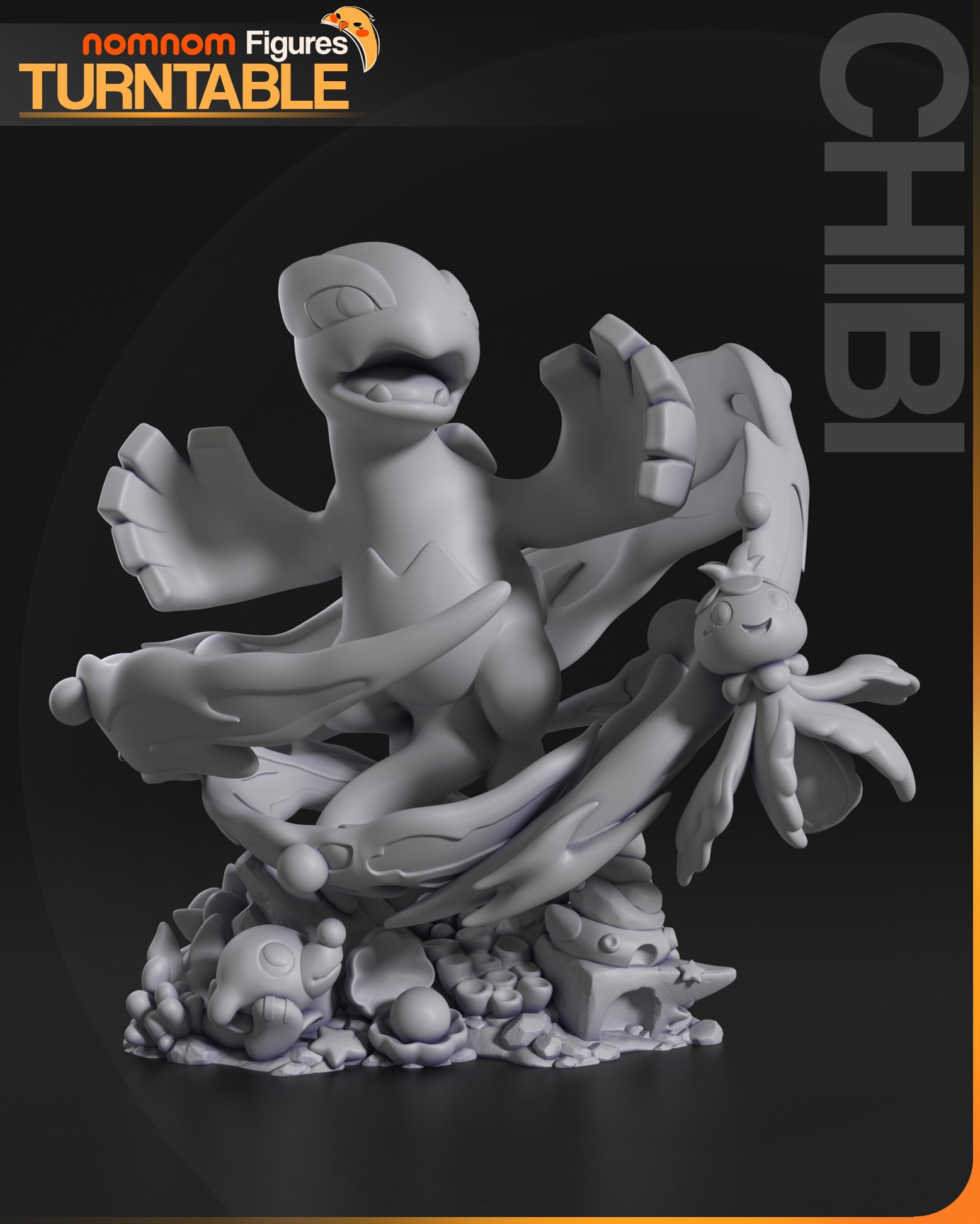宝可梦迷你立绘·露格尼特3D打印模型|Nomnom Figures – Chibi Lugia from Pokemon – 3D Print Model STL