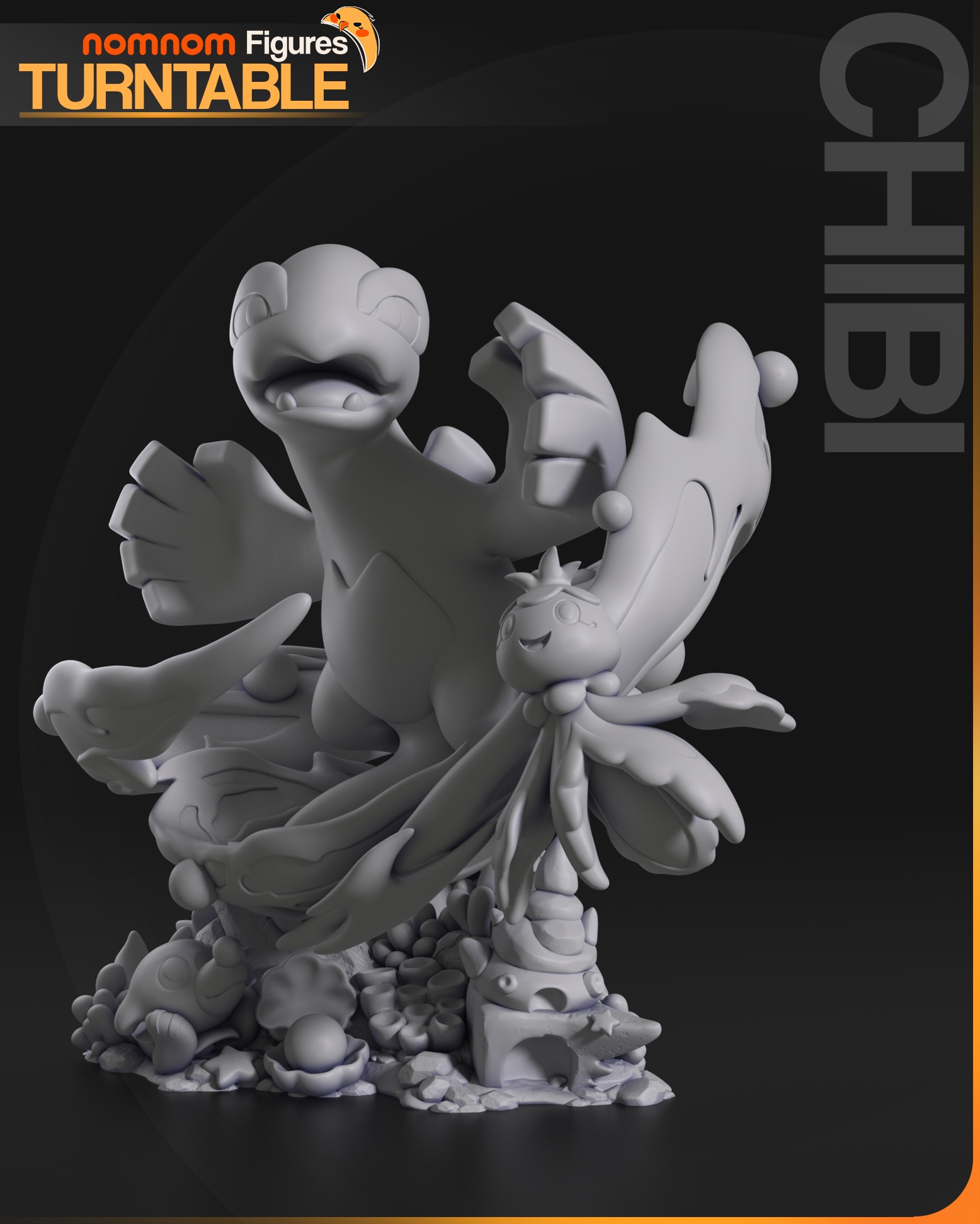 宝可梦迷你立绘·露格尼特3D打印模型|Nomnom Figures – Chibi Lugia from Pokemon – 3D Print Model STL