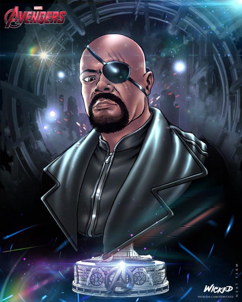 Wicked尼克·弗瑞雕像 3D打印模型|Wicked – Nick Fury Portrait Bust – 3D Print Model STL