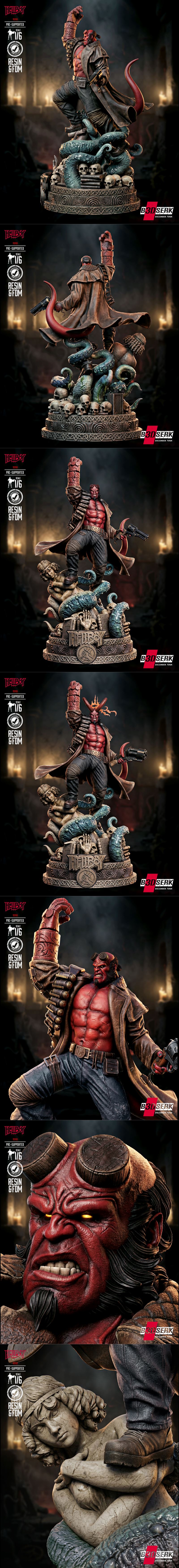 B3dserk - 黑暗猎手雕像 - 3D打印模型|B3dserk – Hellboy Sculpture – 3D Print Model STL