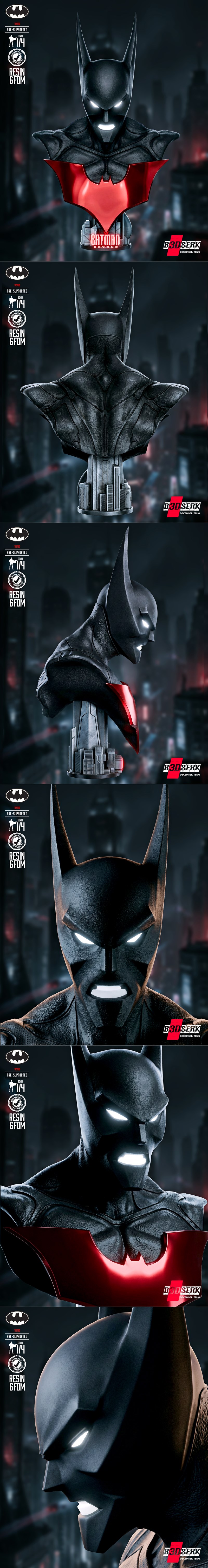 B3dserk - 动漫电影蝙蝠侠：超越版头像 3D打印模型|B3dserk – Batman Beyond Bust Portrait – 3D Print Model STL
