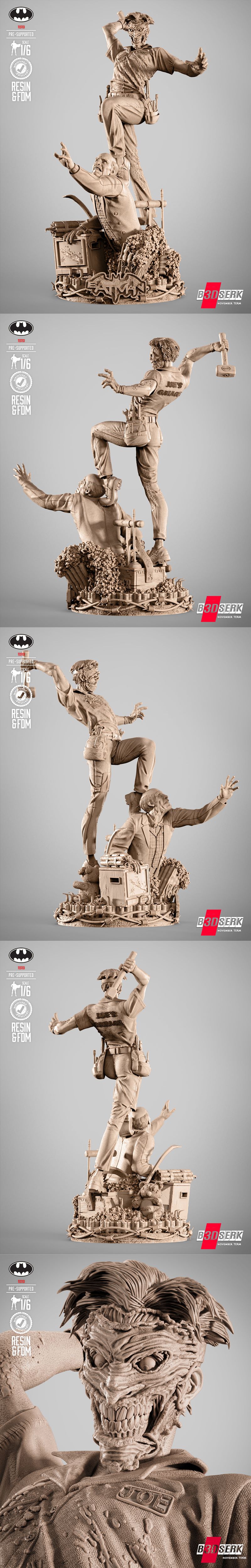 Bdserk - 狮子王对决雕塑 - 3D打印模型 STL|Bdserk – Joker Face Off Sculpture – 3D Print Model STL