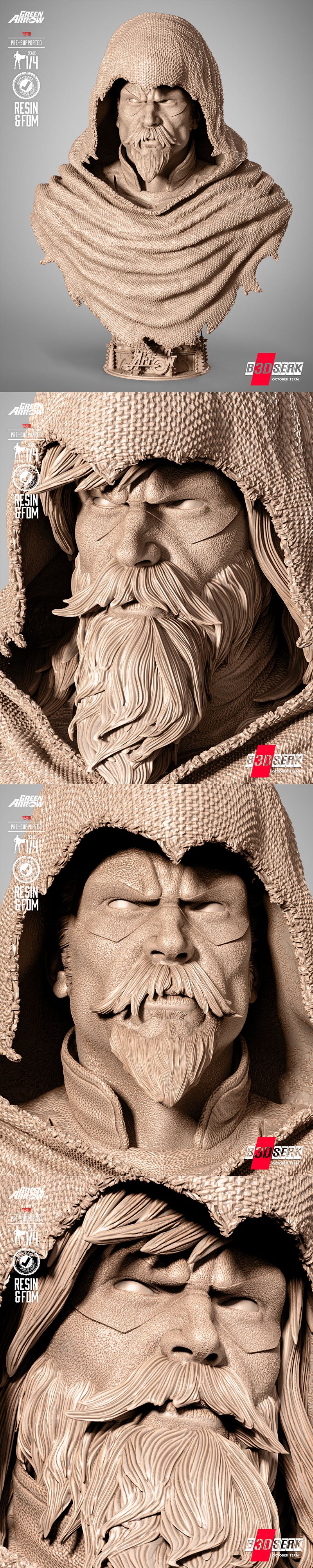 绿箭侠吸血鬼猎人立体头像3D打印模型|B3dserk – Green Arrow Vampire Hunter Portrait Bust – 3D Print Model STL