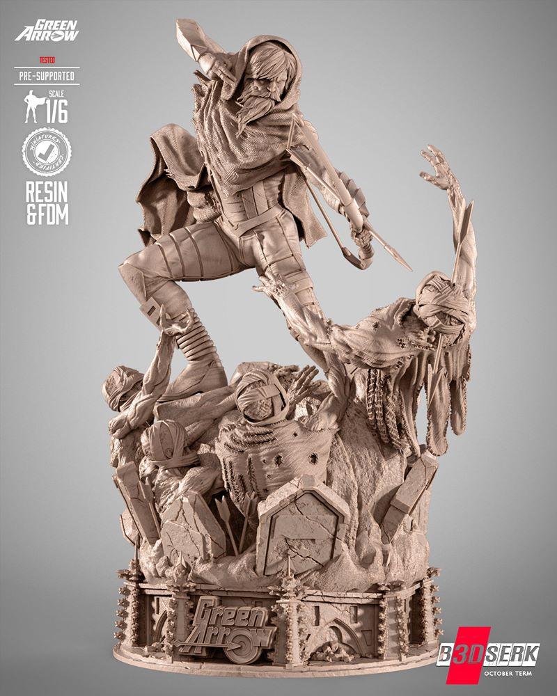 绿箭侠吸血鬼猎人3D打印雕塑模型|B3dserk – Green Arrow Vampire Hunter Sculpture – 3D Print Model STL