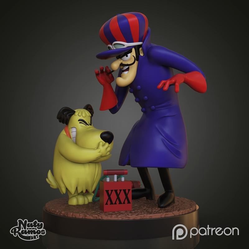 迪克·达斯汀与穆特利迪奥拉3D打印模型|Dick Dastardly and Muttley Diorama – 3D Print Model STL