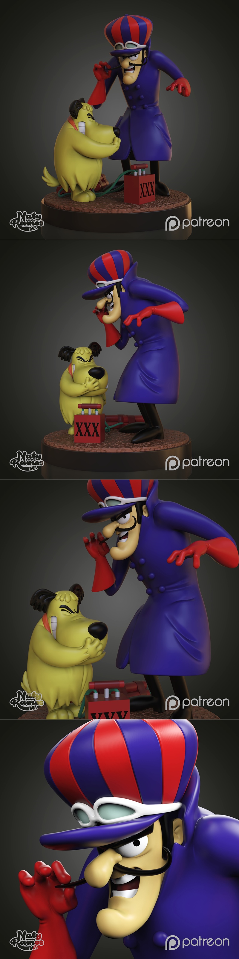 迪克·达斯汀与穆特利迪奥拉3D打印模型|Dick Dastardly and Muttley Diorama – 3D Print Model STL