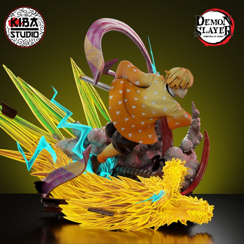 Kiba Studio 旗下《鬼灭之刃》角色禅丸 3D打印模型|Kiba Studio – Zenitsu Agatsuma – Demon Slayer – 3D Print Model