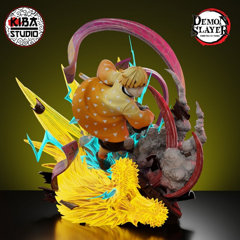 Kiba Studio 旗下《鬼灭之刃》角色禅丸 3D打印模型|Kiba Studio – Zenitsu Agatsuma – Demon Slayer – 3D Print Model