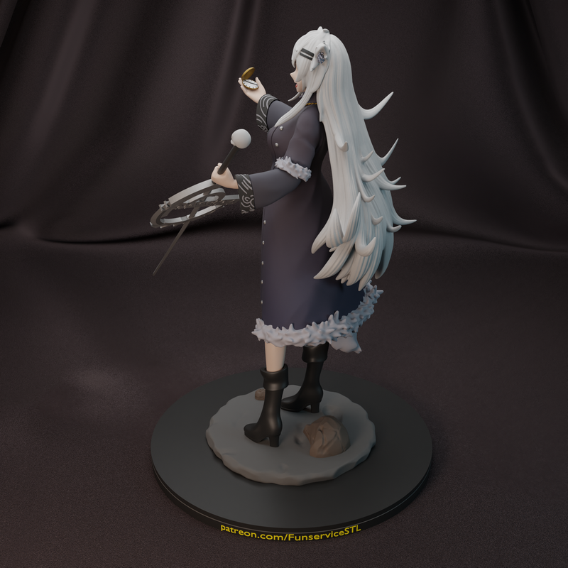 白狼女孩3D打印模型|Funservice – White Wolf Girl – 3D Print Model