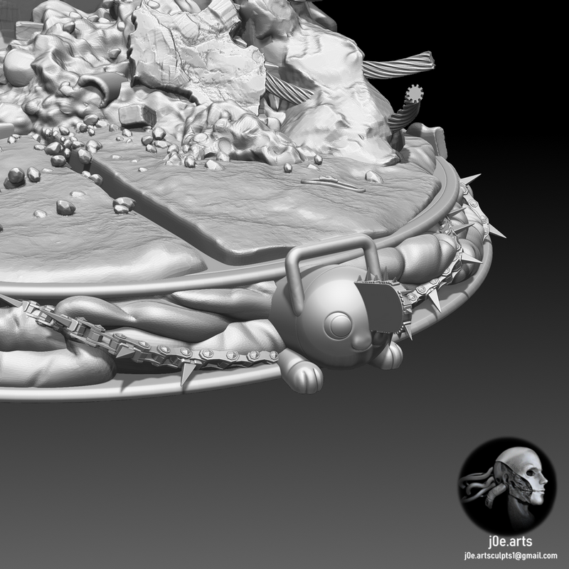 锯齿男 vs 凯塔娜 3D打印模型|Chainsaw Man – Denji Vs Katana Battle Statue – 3D Print Model
