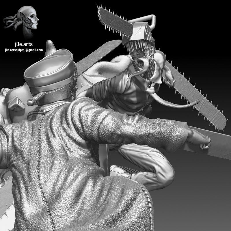 锯齿男 vs 凯塔娜 3D打印模型|Chainsaw Man – Denji Vs Katana Battle Statue – 3D Print Model