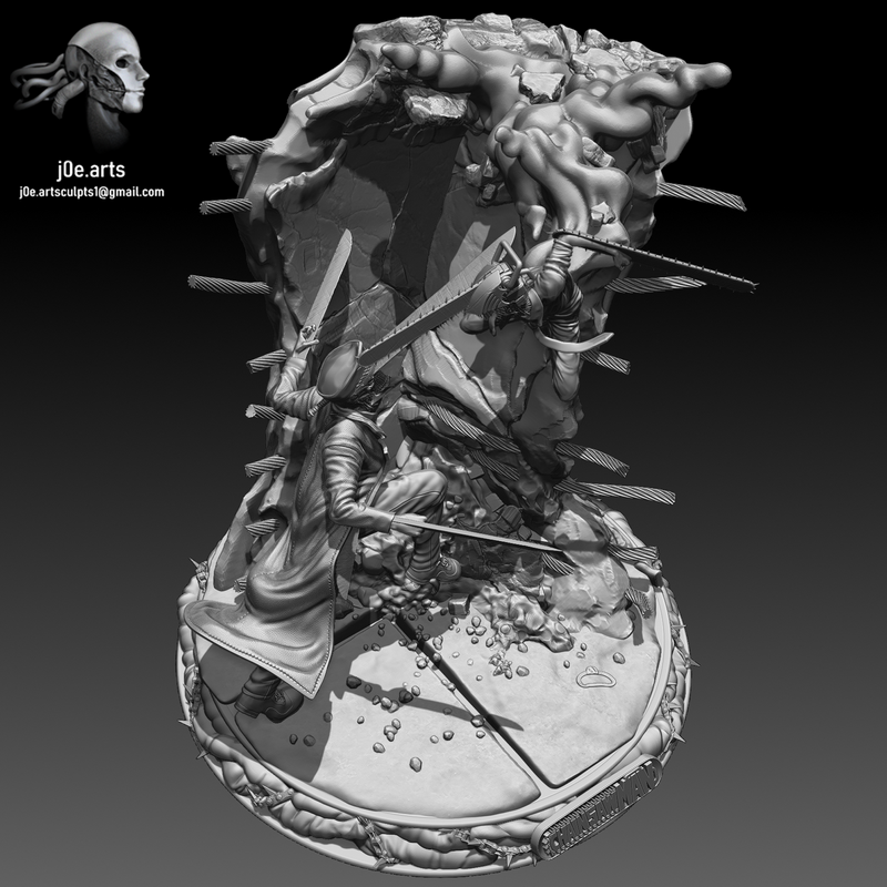 锯齿男 vs 凯塔娜 3D打印模型|Chainsaw Man – Denji Vs Katana Battle Statue – 3D Print Model