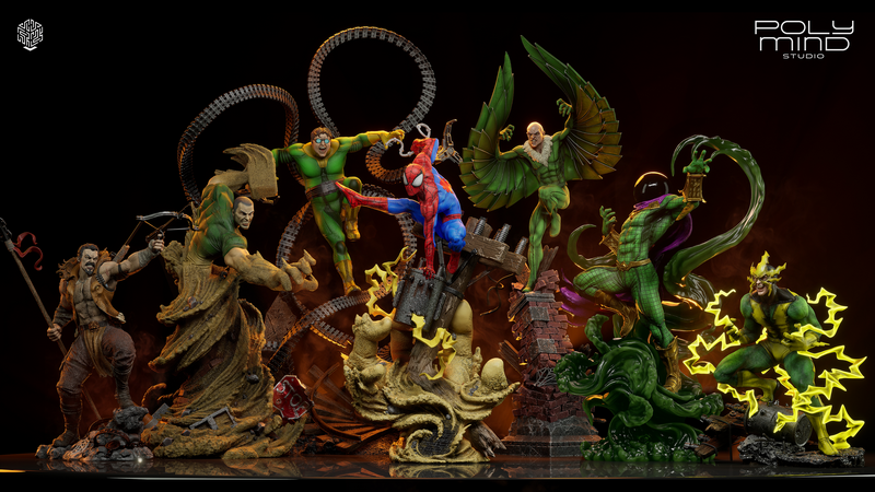 PolyMind Studio-蜘蛛侠对上邪恶六人组-3D打印模型|PolyMind Studio – Welcome Pack – Spider-Man vs Sinister Six – 3D Print Model