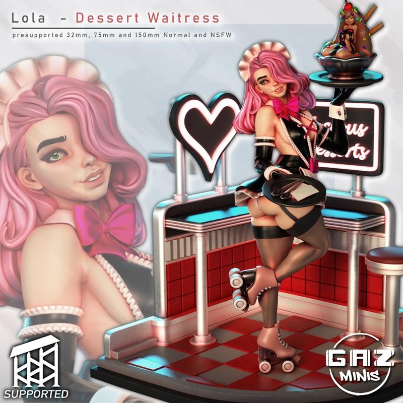 Gaz Minis - Lola甜点女侍 3D打印模型|Gaz Minis – Lola Dessert Waitress – 3D Print Model STL