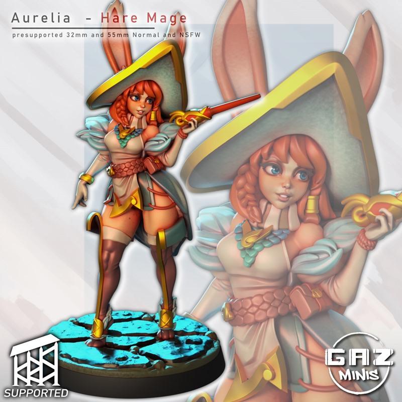 Gaz Minis - 奥瑞莉亚兔耳法师 3D打印模型|Gaz Minis – Aurelia Hare Mage – 3D Print Model STL