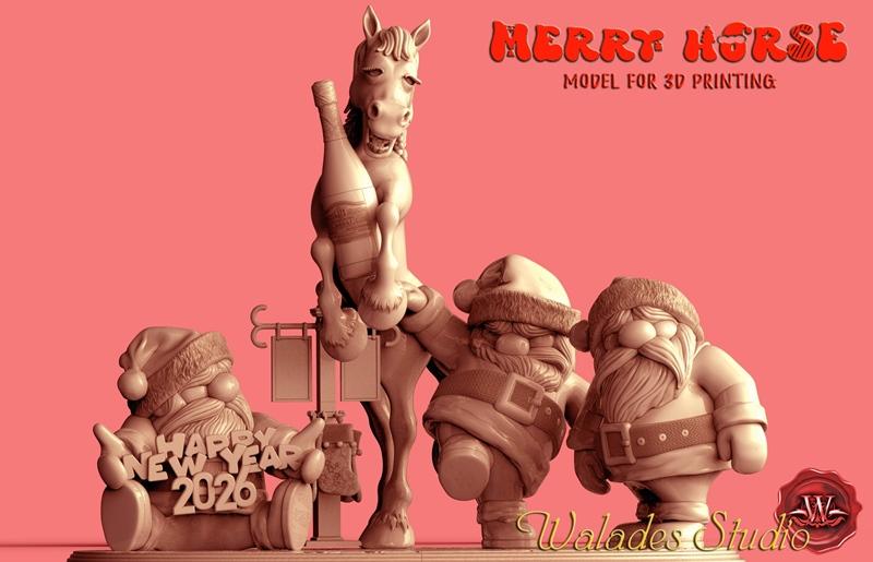 Walades Studio - 3D打印模型 - 马年吉祥马|Walades Studio – Merry horse – 3D Print Model STL