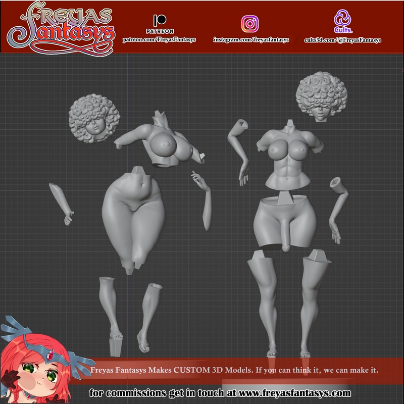 Freyas Fantasys  Ogre Girls 3D打印模型|Freyas Fantasys – Ogre Girls – An OC Creation – 3D Print Model
