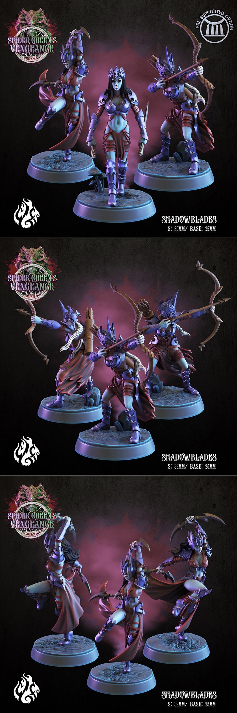 暗影之刃3D打印模型|Crippled God Foundry – Dark Elf Shadow Blades – 3D Print Model STL