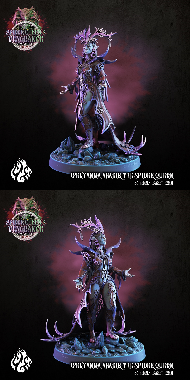蜘蛛女王格莱亚娜·阿拜尔 3D打印模型|Crippled God Foundry – G’elyanna Abaeir the Spider Queen – 3D Print Model STL