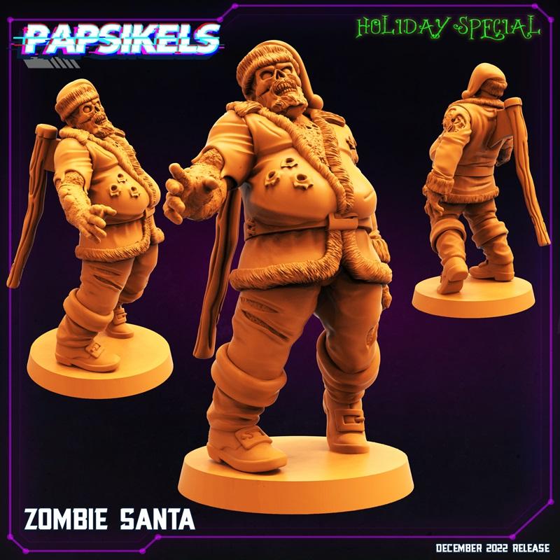 Papsikels迷你模型：僵尸圣诞老人3D打印模型|Papsikels Miniatures – Zombie Santa – 3D Print Model STL