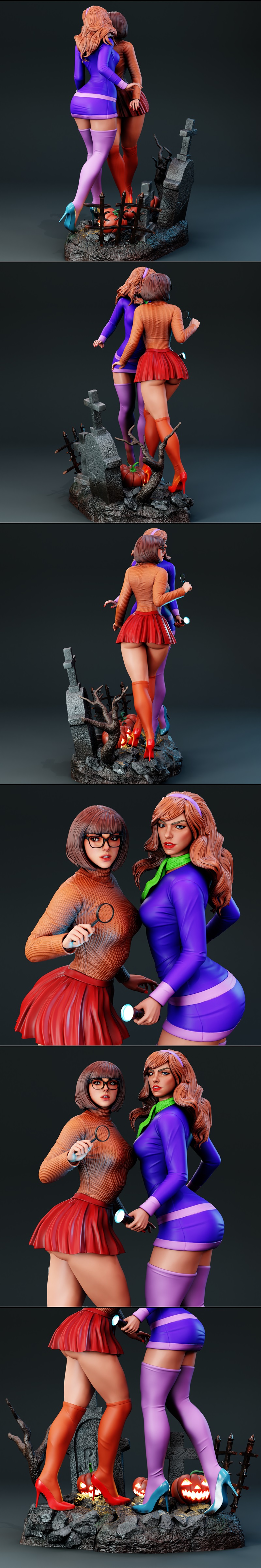BrunoArt3D 3D打印模型：Daphne与Velma角色造型|BrunoArt3D – Daphne and Velma – 3D Print Model STL