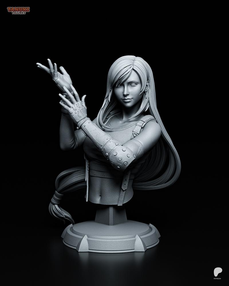 最终幻想7蒂法立体模型 3D打印 STL|Tanuki Figures – Tifa – Final Fantasy VII Bust – 3D Print Model STL