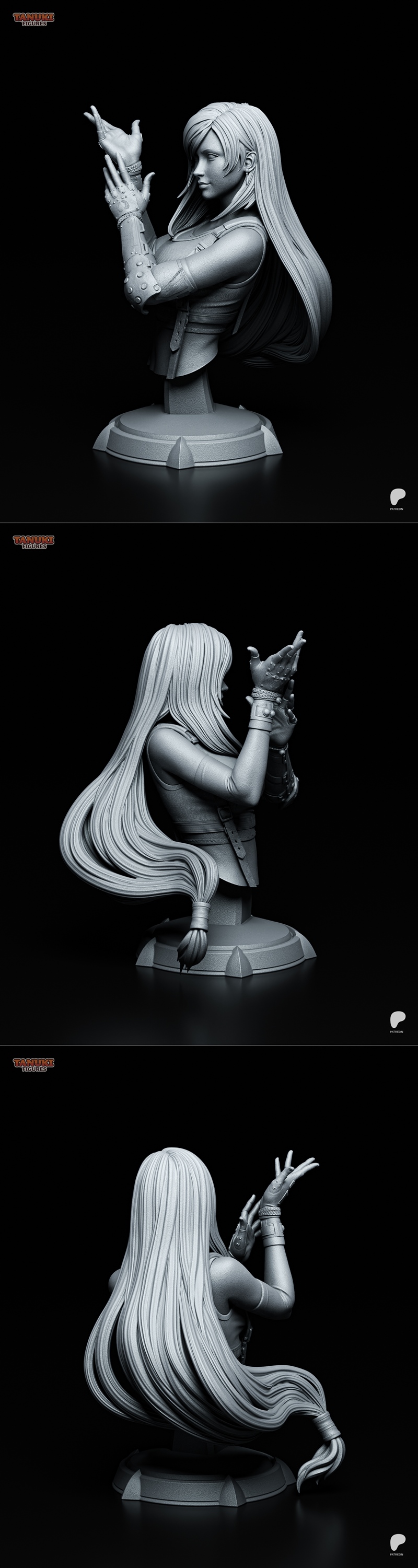 最终幻想7蒂法立体模型 3D打印 STL|Tanuki Figures – Tifa – Final Fantasy VII Bust – 3D Print Model STL
