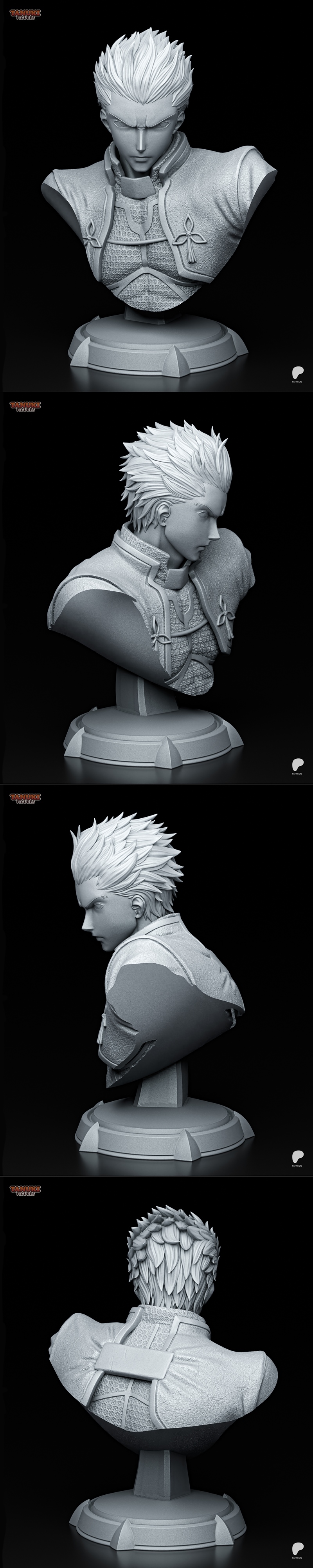 《Fate/stay night 3D打印立绘模型——弓箭手角色》|Tanuki Figures – Archer – Fatestay night Bust – 3D Print Model STL